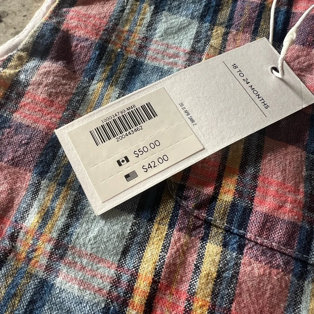 New - Janie and Jack Plaid Sleeveless Baby Romper - Picture 5 of 7